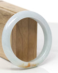 Baikalla Natural Light Green & Orange Sajin Jadeite Jade "Half Round" Bangle Bracelet (57.8mm)