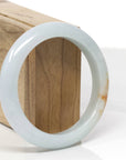 Baikalla Natural Light Green & Orange Sajin Jadeite Jade "Half Round" Bangle Bracelet (57.8mm)