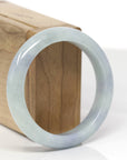 Baikalla Natural Light Blue-Green & Lavender Jadeite Jade "Half Round" Bangle Bracelet (55.6mm)