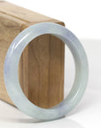 Baikalla Natural Light Blue-Green & Lavender Jadeite Jade "Half Round" Bangle Bracelet (55.6mm)