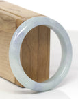 Baikalla Natural Light Blue-Green & Lavender Jadeite Jade "Half Round" Bangle Bracelet (55.6mm)