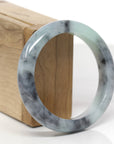 Baikalla Natural Light Green & Black Wuji Jadeite Jade "Half Round" Bangle Bracelet (56.7mm)