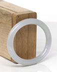 Baikalla Natural Light Green W/ Icy Lavender Jadeite Jade "Oval Traditional Round" Bangle Bracelet (54mm)