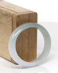 Baikalla Natural Icy Light Oil-Green Jadeite Jade "Oval" Bangle Bracelet (51.6mm)