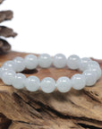 Baikalla Natural Icy Jadeite Jade Round Bead Bracelet (12.5mm)
