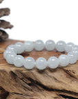 Baikalla Natural Icy Jadeite Jade Round Bead Bracelet (12.5mm)