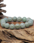 Baikalla Natural Oil-Green Jadeite Jade Round Bead Bracelet (12.7mm)