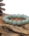 Baikalla Natural Oil-Green Jadeite Jade Round Bead Bracelet (12.7mm)