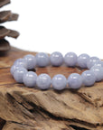 Baikalla Natural Light Lavender Jadeite Jade Round Bead Bracelet (12.4mm)