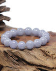 Baikalla Natural Light Lavender Jadeite Jade Round Bead Bracelet (12.4mm)