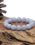 Baikalla Natural Light Lavender Jadeite Jade Round Bead Bracelet (12.4mm)
