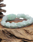 Baikalla Natural Light Apple-Green Jadeite Jade "Dragon" Bead Bracelet