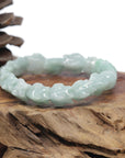 Baikalla Natural Light Apple-Green Jadeite Jade "Dragon" Bead Bracelet
