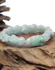 Baikalla Natural Light Apple-Green Jadeite Jade "Dragon" Bead Bracelet