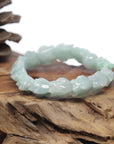 Baikalla Natural Light Apple-Green Jadeite Jade "Dragon" Bead Bracelet