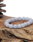 Baikalla Natural Light Lavender Jadeite Jade Round Bead Bracelet (10.2mm)