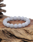 Baikalla Natural Light Lavender Jadeite Jade Round Bead Bracelet (10.2mm)