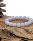 Baikalla Natural Light Lavender Jadeite Jade Round Bead Bracelet (10.2mm)