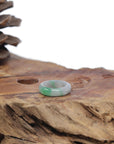 Baikalla Natural Icy Green & Grey Wuji Jadeite Jade Traditional Ring