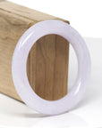 High-End Natural Icy Light Pink-Lavender "Traditional Round" Jadeite Jade Bangle Bracelet (51.9mm)