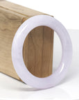 High-End Natural Icy Light Pink-Lavender "Traditional Round" Jadeite Jade Bangle Bracelet (51.9mm)