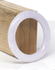 High-End Natural Icy Light Pink-Lavender "Traditional Round" Jadeite Jade Bangle Bracelet (51.9mm)