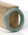 Baikalla Natural Oil-Green Jadeite Jade "Half Round" Bangle Bracelet (50.8mm)