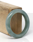 Baikalla Natural Oil-Green Jadeite Jade "Half Round" Bangle Bracelet (50.8mm)