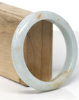 Baikalla Natural Light Green & Orange Sajin Jadeite Jade "Half Round" Bangle Bracelet (61.6mm)