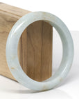 Baikalla Natural Light Green & Orange Sajin Jadeite Jade "Half Round" Bangle Bracelet (61.6mm)