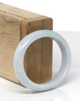 Baikalla Natural Light Green & Lavender Jadeite Jade "Oval Half Round" Bangle Bracelet (53.4mm)
