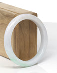 Baikalla Natural Light Apple-Green Patch W/ Orange Sajin Freckles Jadeite Jade "Half Round" Bangle Bracelet (56.2mm)