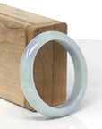 Baikalla Natural Light Blue-Green & Lavender Jadeite Jade "Oval Half Round" Bangle Bracelet (52.5mm)
