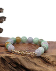 Baikalla Jewelry jade beads bracelet High Multiple Colors Jadeite Jade Beads Bracelet With 18K Yellow Gold Clasp ( 9.5 mm )