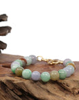 Baikalla Jewelry jade beads bracelet High Multiple Colors Jadeite Jade Beads Bracelet With 18K Yellow Gold Clasp ( 9.5 mm )