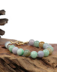 Baikalla Jewelry jade beads bracelet High Multiple Colors Jadeite Jade Beads Bracelet With 18K Yellow Gold Clasp ( 9.5 mm )