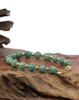 Baikalla Jewelry jade beads bracelet Baikalla Genuine Green Jadeite Jade Round Beads Bracelet With 18K Yellow Gold Clasp and Gold Beads ( 7 mm )