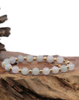 Baikalla Jewelry jade beads bracelet Baikalla Genuine High Ice Light Lavender Jadeite Jade Round Beads Bracelet With 18K Yellow Gold Clasp and Gold Beads ( 7 mm )