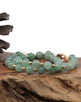 Baikalla Jewelry jade beads bracelet Baikalla Genuine Ice Green Jadeite Jade Round Beads Bracelet With 18K Yellow Gold Clasp and Gold Beads ( 7.8 mm )