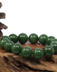 Baikalla Jewelry jade beads bracelet High Baikalla Genuine Green Nephrite Jade Big Round Beads Men's Bracelet( 14.8mm )
