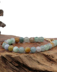 Baikalla Jewelry jade beads bracelet High Multiple Colors Jadeite Jade Beads Bracelet With 18K Yellow Gold Clasp ( 7.5 mm )