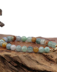 Baikalla Jewelry jade beads bracelet 6.5 inches High Multiple Colors Jadeite Jade Beads Bracelet With 18K Yellow Gold Clasp ( 7.5 mm )