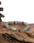 Baikalla Jewelry jade beads bracelet High Multiple Colors Jadeite Jade Beads Bracelet With 18K Yellow Gold Clasp ( 7.5 mm )