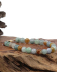 Baikalla Jewelry jade beads bracelet High Multiple Colors Jadeite Jade Beads Bracelet With 18K Yellow Gold Clasp ( 7.5 mm )