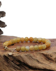 Baikalla Jewelry jade beads bracelet 6.5 inches Baikalla Genuine Yellow Jadeite Jade Round Beads Bracelet With 18K Yellow Gold Clasp ( 7 mm )