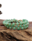 Baikalla Jewelry jade beads bracelet 6.5 inches Baikalla Genuine Green Jadeite Jade Round Beads Bracelet With 18K Yellow Gold Clasp and Gold Beads ( 6 mm )