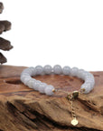Baikalla Jewelry jade beads bracelet Baikalla Genuine 8mm Lavender Jadeite Jade Round Beads Bracelet With 18K Yellow Gold Clasp