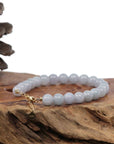 Baikalla Jewelry jade beads bracelet Baikalla Genuine 8mm Lavender Jadeite Jade Round Beads Bracelet With 18K Yellow Gold Clasp
