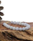 Baikalla Jewelry jade beads bracelet Baikalla Genuine 8mm Lavender Jadeite Jade Round Beads Bracelet With 18K Yellow Gold Clasp