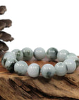 Baikalla Jewelry jade beads bracelet Natural Jadeite Jade 14mm Round Blue Green Beads Men's Bracelet (14mm)